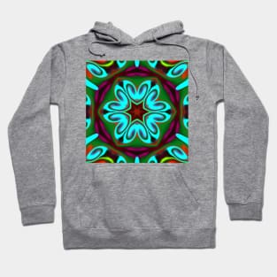 Psychedelic Hippie Flower Teal Green and Red Hoodie